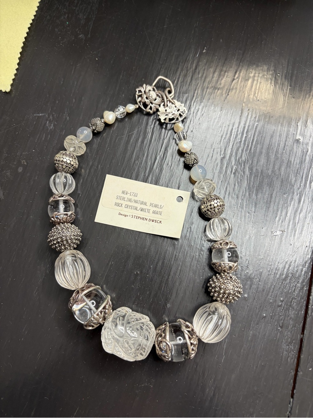 Stephen Dweck Clear Crystal and Silver Bead Necklace